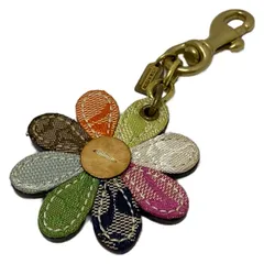 COACH(コーチ) キーホルダー(チャーム) - ライトブラウン×ゴールド×マルチ フラワー(花) レザー