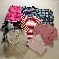【キッズまとめ売り】【女の子8点セット】【110サイズ】UNIQLO GU H&M ROPÉ PICNIC OLD NAVY Samansa Mos2 Lagom ユニクロ ジーユー ロペピクニック オールドネイビー サマンサモスモスラゴン ボーダー チェック