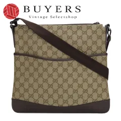 【中古】 グッチ ショルダーバッグ 145857 GGキャンバス レザー ベージュ ダークブラウン レディース 女性 GUCCI