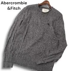 Abercrombie&Fitch アバクロンビー＆フィッチ 通年 トナカイ刺繍★ コットン ニット セーター Sz.M メンズ 灰 グレー