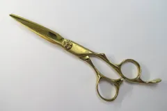 ダマスカスパターン散髪用シザー 6インチ 両剣刃 6インチ シザー ゴールド ダマスカス柄 理容 美容 鋏