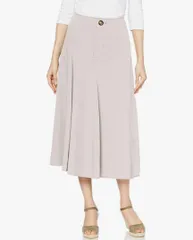 □　[ミラオーウェン] アシメボリュームスコッチ釦フレアスカート