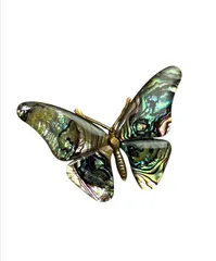 大振り虹色の輝き✨天然アバロンシェル 蝶 ブローチ 華やか ヴィンテージ