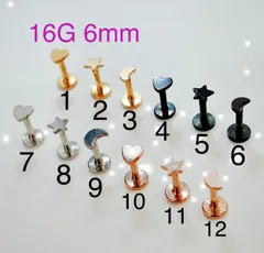 1本 カラー モチーフ ラブレット 16G6ｍｍ  軟骨ピアス ボディピアス