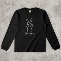 グラフィックロングTシャツ　Peace Hand Mono / White -Long-
