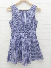 ◇ jouetie ジュエティ レースアップ チェック ノースリーブ ミニ ワンピース M ネイビー系 *  【1002800160457】