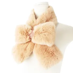 新品 未使用 FURLA フルラ マフラー ラビットファー ウール ベージュ FURLA（フルラ）ファーマフラー ベルト差し込み ファーティ