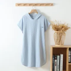 ☆ ブルー ☆ 150CM ☆ 子供バスローブ フード付き綿100％ キッズ バスローブ フード付き 子供 子ども こども ルームウェア 綿 コットン 男の子 女の子 ガーゼ キッズバスローブ パジャマ フード お風呂 バス プール 海水浴 ゆったり