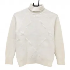 【超美品】キャロウェイ タートルネックセーター 白 フロント ダイヤ柄地模様 ロゴし刺しゅう ニット レディース M ゴルフウェア Callaway