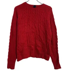 GAP ニット セーター M レッド キャップ プルオーバー ラグラン ケーブルニット シンプル 秋冬 古着卸 アメリカ仕入 a702-5168
