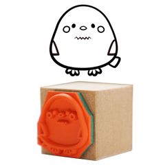ハンコ シマエナガ かわいいスタンプ・はんこ・ゴム印 白い鳥・動物 印影サイズ：縦17mm、横17mm