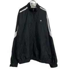 Champion ロゴジャージ XL ブラック ホワイト チャンピオン ジップアップ ビッグサイズ ライン スポーツ 古着卸 アメリカ仕入 a703-5199