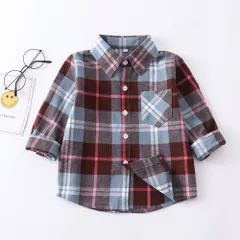 ☆ ブラウン×ブルー ☆ 130cm ☆ シャツ lykidche3 ネルシャツ キッズ 子供 こども 子ども ジュニア 長袖 長そで チェックシャツ 秋 冬 男の子 女の子 襟付き シャツ 子供服 子ども服 可愛い かわいい カワイイ トップス 起毛