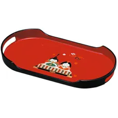 紀州塗り 尺２寸 コーヒートレー 朱 招福雛 ひな祭り お盆 取っ手 トレー 和雑貨 名入れ可 ギフト プレゼント 初節句 おぼん トレイ 日本製