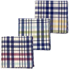 【特売】[B-PLAID] ハンカチ 3枚セット 日本製 約48×48cm 大判サイズ 綿100% キッチンクロス 食器拭き レディース メンズ プチギフト ストライプ柄 チェック柄 北欧 カジュアル ビジネス