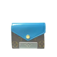▼▼LOUIS VUITTON レディース 三つ折り財布 コンパクトウォレット モノグラム ポルトフォイユ ゾエ M63881 ブラウン×ブルー