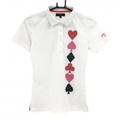 キャロウェイ 半袖ポロシャツ 白×レッド トランプ柄 レディース M ゴルフウェア Callaway