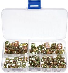 便利 強力 固定用 錆ない 内径6-10mm 亜鉛メッキ 金属鋼製 5サイズ スプリングクランプホースバンドクリップ 75個セット ワンタッチホースクランプ ホースクランプ 収納ケース付き YFFSFDC