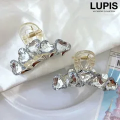 ヘアアクセサリー ヘアクリップ バンスクリップ ハート キラキラ ビジュー ガーリー まとめ髪 ハーフアップ 華やか  ルピス v2636