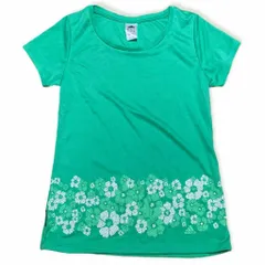 adidas アディダス L 半袖 半袖Tシャツ 薄手 スポーツウェア 花柄 緑 管理い378
