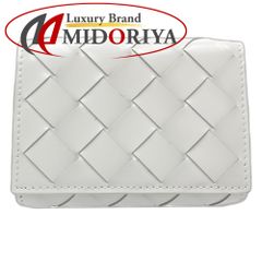 【中古】BOTTEGAVENETA ボッテガヴェネタ 三つ折り財布 コンパクトウォレット イントレチャート レザー ホワイト レディース /181607