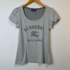 Burberry BLUE LABEL バーバリーブルーレーベル 半袖 トップス カットソー シャドーホース デカロゴ ボーダー 総柄 グレー レディース 古着 Y2K ギャル