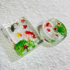 水鏡様お取り置き　10/17まで　金魚　レジンヘアゴム　土佐金　煌めく紅葉 水鏡様お取り置き 10/17まで 金魚 レジンヘアゴム 土佐金 煌めく紅葉