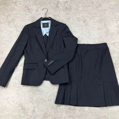 INDIVI スーツ セットアップ 38 黒 ストライプ ジャケット スカート