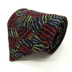 ミラショーン ブランド ネクタイ ウール 総柄 ライン PO メンズ ネイビー mila schon 【中古】