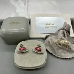 【美品】Vivienne Westwood ヴィヴィアンウエストウッド オーブピアス レッド×シルバー ケース＆巾着付き m9642
