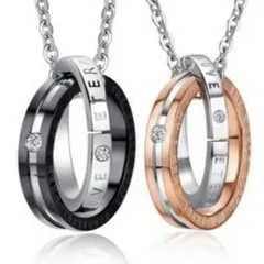 ペアネックレス ギフトボックス カップル サージカルステンレス リング
