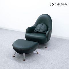 【中古品】de Sede デセデ DS-102 ラウンジ アーム チェア 1人掛け オットマン付き レザー グリーン マティアス・ホフマン 定価95万