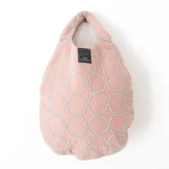 美品 mina perhonen ミナペルホネン tambourine タンバリン 刺繍 ウール エッグバッグ ハンドバッグ ピンクベージュ レディース 古着 中古 USED