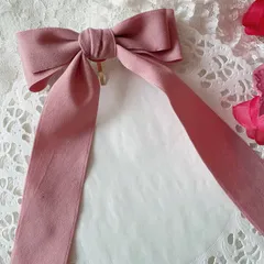 ❤️142ベロアダブルリボンポニーフック❤️ピンク
