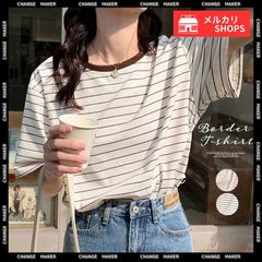 トップス ボーダー柄 Tシャツ 半袖 夏 半袖tシャツ カットソー レディース ゆるTシャツ ゆったり クルーネック 夏T 定番 tシャツ プルオーバー カジュアル 可愛い オフィスカジュアル シンプル おしゃれ CH84TIANHEYT-028