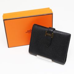 エルメス　べアンコンパクト　二つ折り財布　ヴォーエプソン　ブラック　ゴールド金具　黒　ノワール　Y刻印