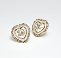 シャネル CHANEL ピアス イヤリング ゴールド ホワイト ココマーク ラインストーン ハート