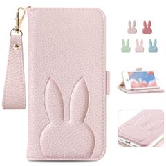 【迅速発送】iPhoneSE 第2世代/第3世代 手帳型 ケース 人気 iPhone8 アイフォン8 スマホケース カードポケット 電話ケース 財布型 携帯カバー レディース 女性 上品 ストラップ 美しい アイホン8 かわいい 落ち着いた色 ウサギ 横置き機