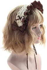 MORY TRADE morytrade カチューシャ ヘッドドレス フリル メイド コスプレ( 茶)