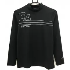 【美品】キャロウェイ 長袖ハイネックシャツ 黒×グレー 胸ロゴプリント  レディース L ゴルフウェア Callaway