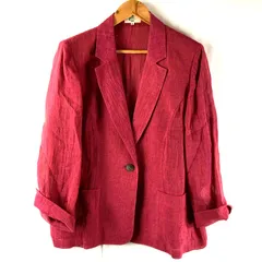 カルヴェン CARVEN ジャケット ロゴボタン付き 日本製 薄手 リネン混 レッド系 クスミレッド 48サイズ 949823のサムネイル
