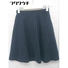 ◇ BEAMS HEART ビームス ハート ストライプ 膝丈 フレア スカート サイズ 0 ネイビー グリーン レディース  【中古】 【1108260001269】