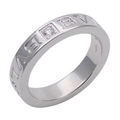 ブルガリ BVLGARI リング レディース ブランド 指輪 750WG 1P ダイヤモンド ダブルロゴ ホワイトゴールド 約9.5号 ジュエリー 磨き済み 【中古】