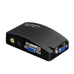 Usee VGA S-video RCA AV to VGA ビデオコンバーター CCTV VCD DVD PC to Laptop LCDテレビ TV モニター プロジェクター 黒
