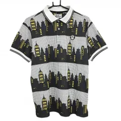 ジャックバニー 半袖ポロシャツ 白×黒 シティ柄 ドット シリコンワッペン  メンズ 6(XL) ゴルフウェア Jack Bunny