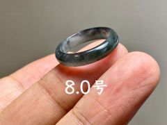 L12-175 氷種 高級感 黒翡翠 8.0号 天然グアテマラ産 A貨 本翡翠 くりぬき リング