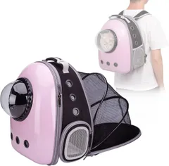 猫 キャリー リュック 宇宙船 拡張 カプセル 猫 キャリーバッグ リュック ペットキャリー 耐荷重7Kg 犬 猫 リュック ハード お出かけ お散歩 避難グッズ (ピンク)