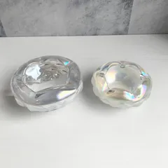 昭和レトロ 灰皿 小物入れ パール 大小セット ガラス クリスタル オーロラ インテリア