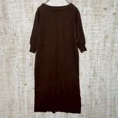 MAYSON GREY メイソングレイ　レディース　ニットワンピース　ミモレ丈　Iライン　ボートネック　七分袖　パフスリーブ　リブ袖　ブラウン　シンプル　s208h126