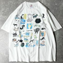 90s USA製 ネコ アート プリント 半袖 Tシャツ XL / 90年代 アメリカ製